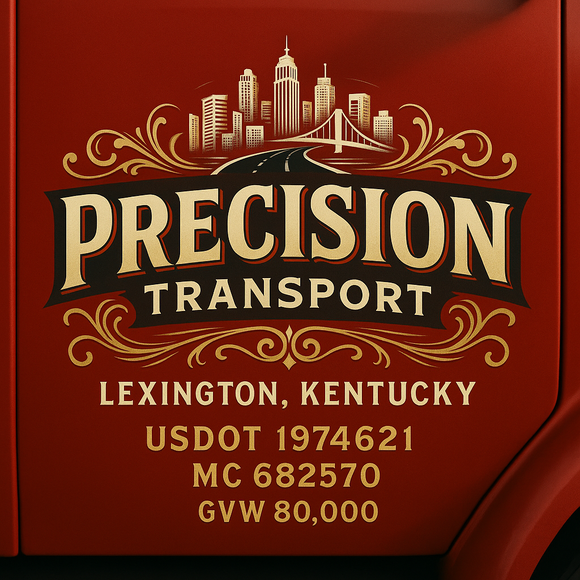 Custom Designed Semi-Truck, Work Truck, Hot Shot, Truck Door Decal Sticker Lettering | Includes Company/Business Name, City, State, USDOT, MC, GVW, CA, KYU Regulation Numbers