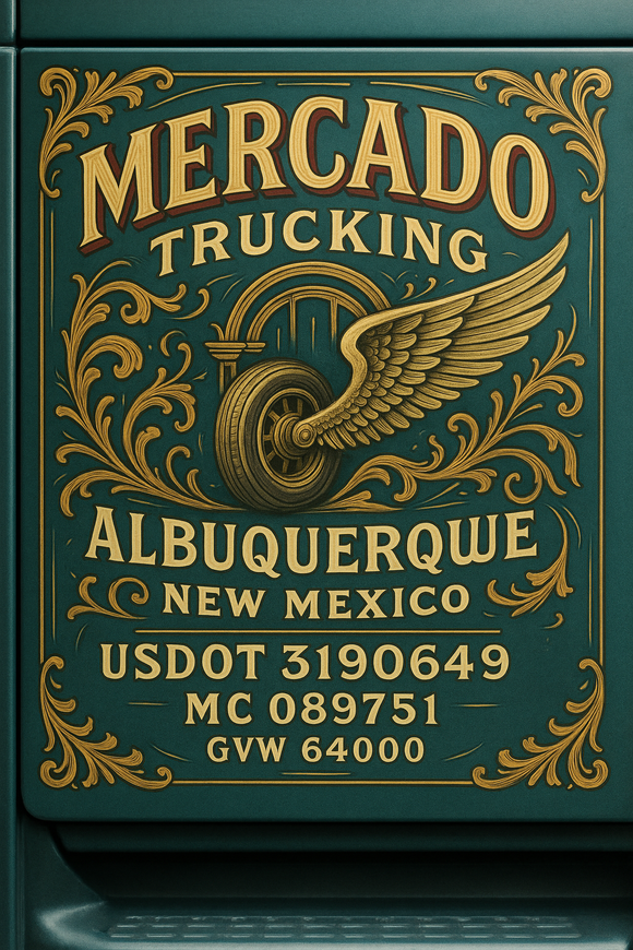 Custom Designed Semi-Truck, Work Truck, Hot Shot, Truck Door Decal Sticker Lettering | Includes Company/Business Name, City, State, USDOT, MC, GVW, CA, KYU Regulation Numbers