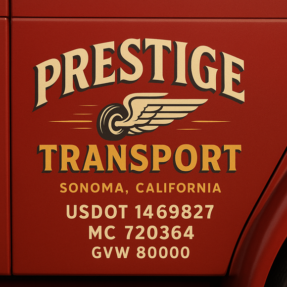 Custom Designed Semi-Truck, Work Truck, Hot Shot, Truck Door Decal Sticker Lettering | Includes Company/Business Name, City, State, USDOT, MC, GVW, CA, KYU Regulation Numbers