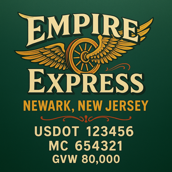 Custom Designed Semi-Truck, Work Truck, Hot Shot, Truck Door Decal Sticker Lettering | Includes Company/Business Name, City, State, USDOT, MC, GVW, CA, KYU Regulation Numbers