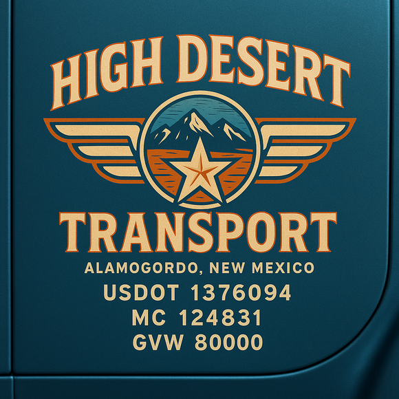 Custom Designed Semi-Truck, Work Truck, Hot Shot, Truck Door Decal Sticker Lettering | Includes Company/Business Name, City, State, USDOT, MC, GVW, CA, KYU Regulation Numbers