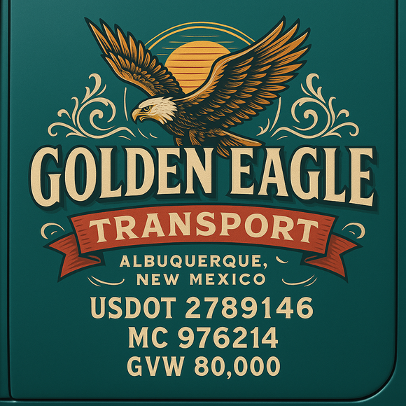 Custom Designed Semi-Truck, Work Truck, Hot Shot, Truck Door Decal Sticker Lettering | Includes Company/Business Name, City, State, USDOT, MC, GVW, CA, KYU Regulation Numbers