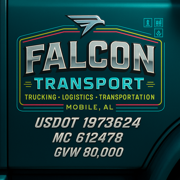 Custom Designed Semi-Truck, Work Truck, Hot Shot, Truck Door Decal Sticker Lettering | Includes Company/Business Name, City, State, USDOT, MC, GVW, CA, KYU Regulation Numbers