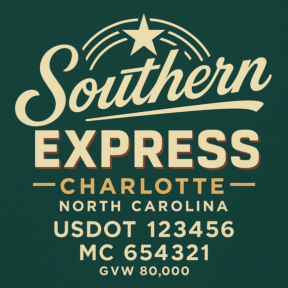 Custom Designed Semi-Truck, Work Truck, Hot Shot, Truck Door Decal Sticker Lettering | Includes Company/Business Name, City, State, USDOT, MC, GVW, CA, KYU Regulation Numbers