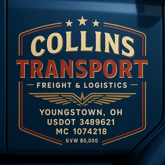 Custom Designed Semi-Truck, Work Truck, Hot Shot, Truck Door Decal Sticker Lettering | Includes Company/Business Name, City, State, USDOT, MC, GVW, CA, KYU Regulation Numbers