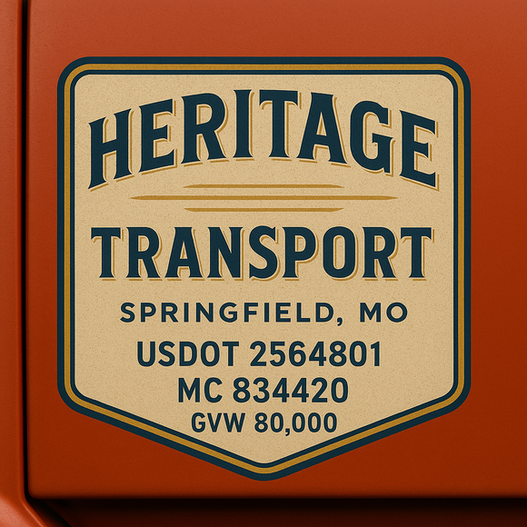 Custom Designed Semi-Truck, Work Truck, Hot Shot, Truck Door Decal Sticker Lettering | Includes Company/Business Name, City, State, USDOT, MC, GVW, CA, KYU Regulation Numbers