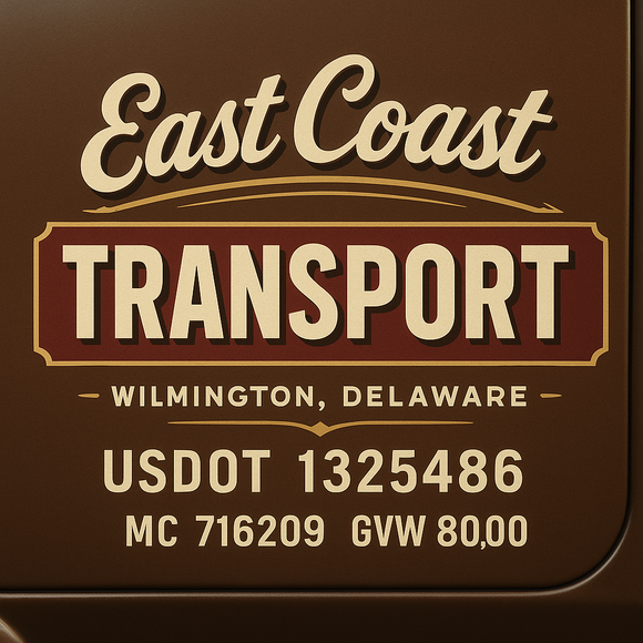 Custom Designed Semi-Truck, Work Truck, Hot Shot, Truck Door Decal Sticker Lettering | Includes Company/Business Name, City, State, USDOT, MC, GVW, CA, KYU Regulation Numbers