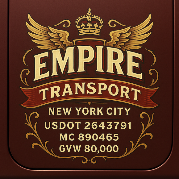 Custom Designed Semi-Truck, Work Truck, Hot Shot, Truck Door Decal Sticker Lettering | Includes Company/Business Name, City, State, USDOT, MC, GVW, CA, KYU Regulation Numbers