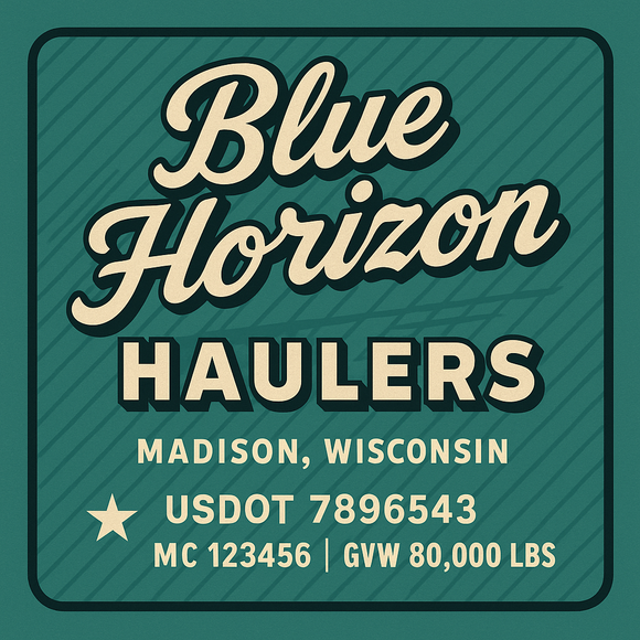 Custom Designed Semi-Truck, Work Truck, Hot Shot, Truck Door Decal Sticker Lettering | Includes Company/Business Name, City, State, USDOT, MC, GVW, CA, KYU Regulation Numbers