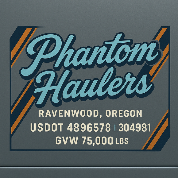 Custom Designed Semi-Truck, Work Truck, Hot Shot, Truck Door Decal Sticker Lettering | Includes Company/Business Name, City, State, USDOT, MC, GVW, CA, KYU Regulation Numbers