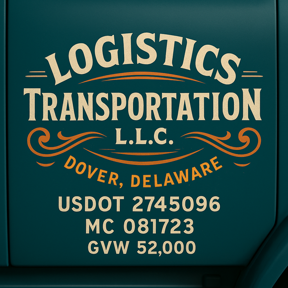 Custom Designed Semi-Truck, Work Truck, Hot Shot, Truck Door Decal Sticker Lettering | Includes Company/Business Name, City, State, USDOT, MC, GVW, CA, KYU Regulation Numbers