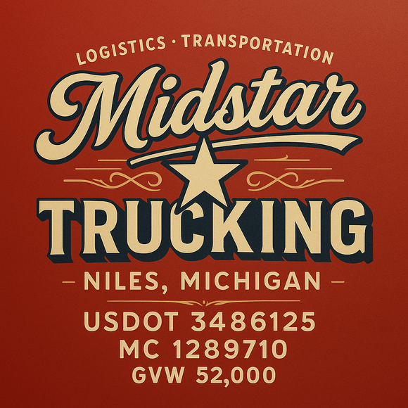 Custom Designed Semi-Truck, Work Truck, Hot Shot, Truck Door Decal Sticker Lettering | Includes Company/Business Name, City, State, USDOT, MC, GVW, CA, KYU Regulation Numbers