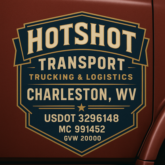 Custom Designed Semi-Truck, Work Truck, Hot Shot, Truck Door Decal Sticker Lettering | Includes Company/Business Name, City, State, USDOT, MC, GVW, CA, KYU Regulation Numbers