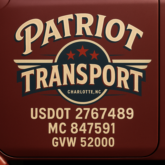Custom Designed Semi-Truck, Work Truck, Hot Shot, Truck Door Decal Sticker Lettering | Includes Company/Business Name, City, State, USDOT, MC, GVW, CA, KYU Regulation Numbers