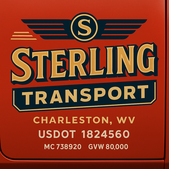 Custom Designed Semi-Truck, Work Truck, Hot Shot, Truck Door Decal Sticker Lettering | Includes Company/Business Name, City, State, USDOT, MC, GVW, CA, KYU Regulation Numbers