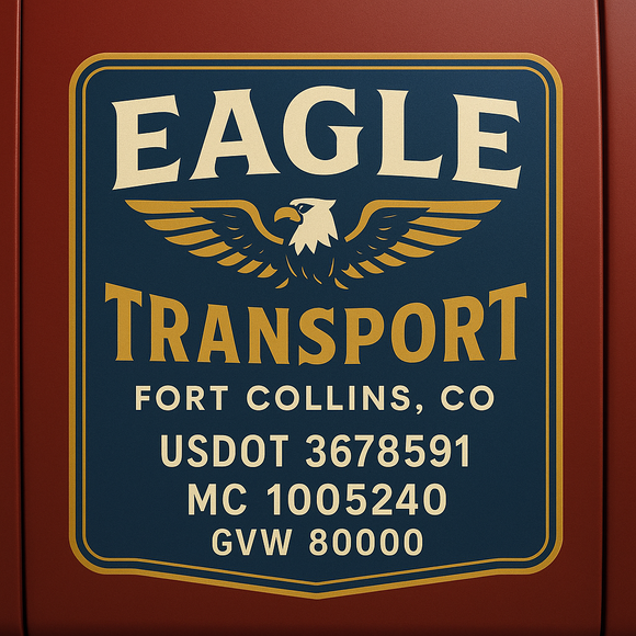 Custom Designed Semi-Truck, Work Truck, Hot Shot, Truck Door Decal Sticker Lettering | Includes Company/Business Name, City, State, USDOT, MC, GVW, CA, KYU Regulation Numbers