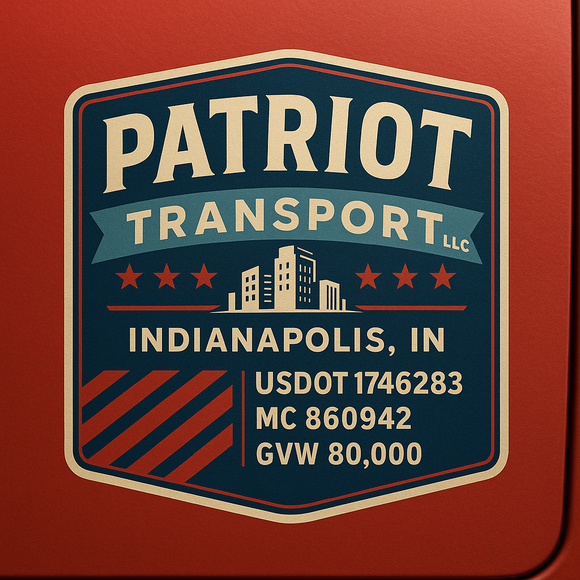 Custom Designed Semi-Truck, Work Truck, Hot Shot, Truck Door Decal Sticker Lettering | Includes Company/Business Name, City, State, USDOT, MC, GVW, CA, KYU Regulation Numbers