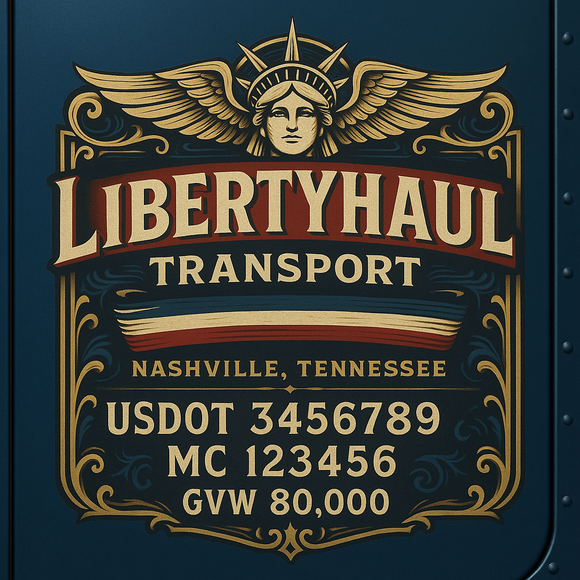 Custom Designed Semi-Truck, Work Truck, Hot Shot, Truck Door Decal Sticker Lettering | Includes Company/Business Name, City, State, USDOT, MC, GVW, CA, KYU Regulation Numbers