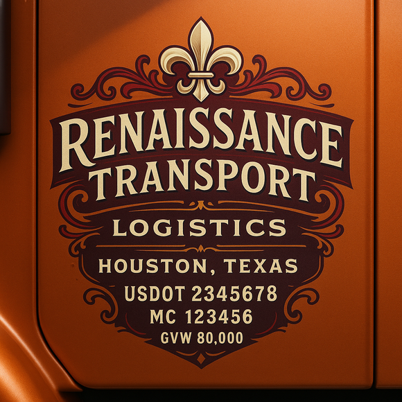 Custom Designed Semi-Truck, Work Truck, Hot Shot, Truck Door Decal Sticker Lettering | Includes Company/Business Name, City, State, USDOT, MC, GVW, CA, KYU Regulation Numbers