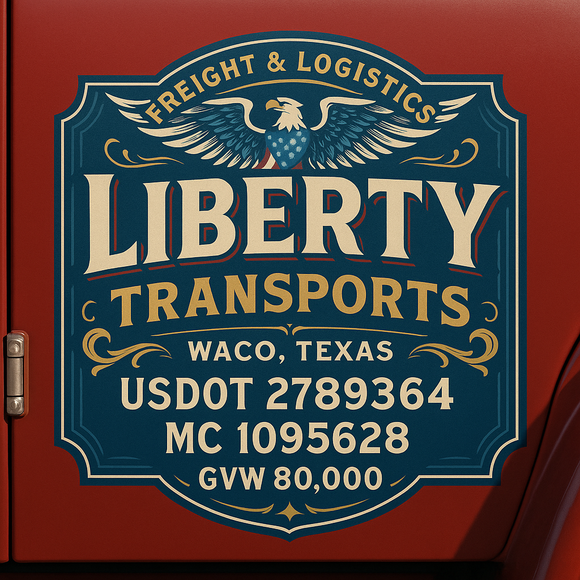 Custom Designed Semi-Truck, Work Truck, Hot Shot, Truck Door Decal Sticker Lettering | Includes Company/Business Name, City, State, USDOT, MC, GVW, CA, KYU Regulation Numbers