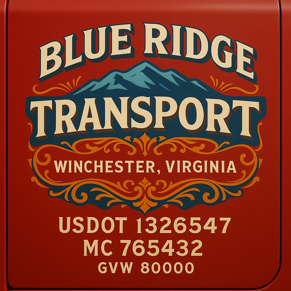 Custom Designed Semi-Truck, Work Truck, Hot Shot, Truck Door Decal Sticker Lettering | Includes Company/Business Name, City, State, USDOT, MC, GVW, CA, KYU Regulation Numbers