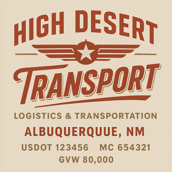 Custom Designed Semi-Truck, Work Truck, Hot Shot, Truck Door Decal Sticker Lettering | Includes Company/Business Name, City, State, USDOT, MC, GVW, CA, KYU Regulation Numbers