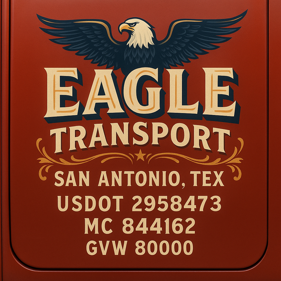 Custom Designed Semi-Truck, Work Truck, Hot Shot, Truck Door Decal Sticker Lettering | Includes Company/Business Name, City, State, USDOT, MC, GVW, CA, KYU Regulation Numbers