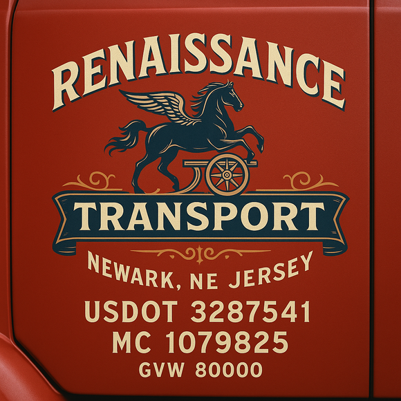 Custom Designed Semi-Truck, Work Truck, Hot Shot, Truck Door Decal Sticker Lettering | Includes Company/Business Name, City, State, USDOT, MC, GVW, CA, KYU Regulation Numbers