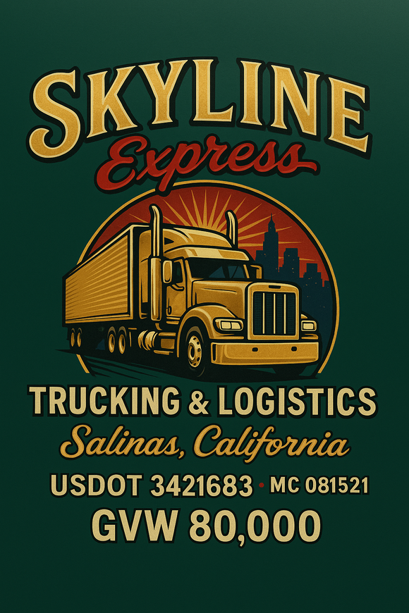 Custom Designed Semi-Truck, Work Truck, Hot Shot, Truck Door Decal Sticker Lettering | Includes Company/Business Name, City, State, USDOT, MC, GVW, CA, KYU Regulation Numbers