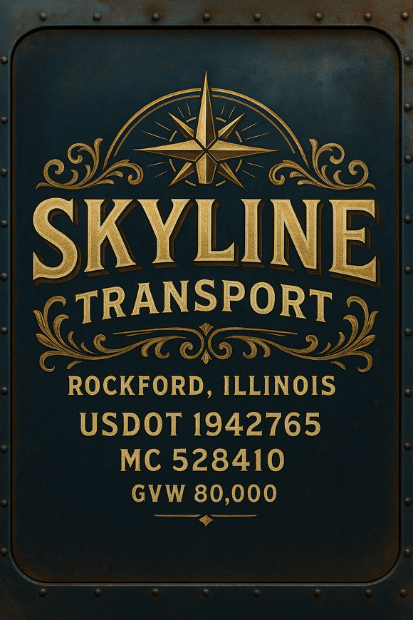 Custom Designed Semi-Truck, Work Truck, Hot Shot, Truck Door Decal Sticker Lettering | Includes Company/Business Name, City, State, USDOT, MC, GVW, CA, KYU Regulation Numbers