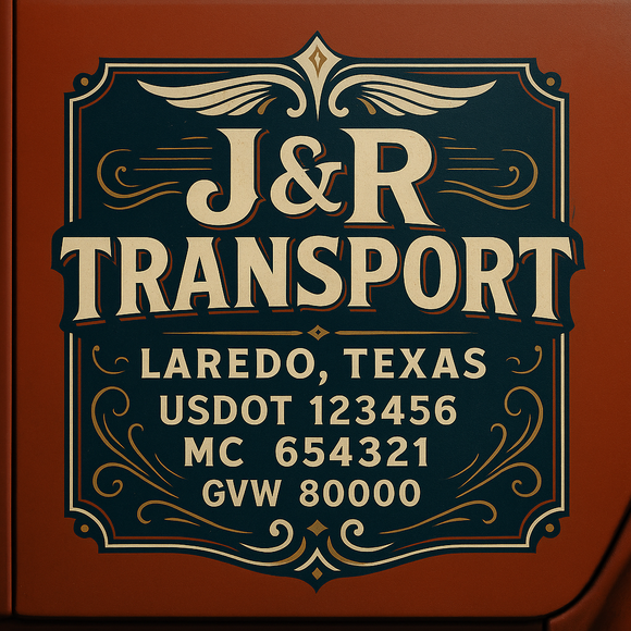 Custom Designed Semi-Truck, Work Truck, Hot Shot, Truck Door Decal Sticker Lettering | Includes Company/Business Name, City, State, USDOT, MC, GVW, CA, KYU Regulation Numbers