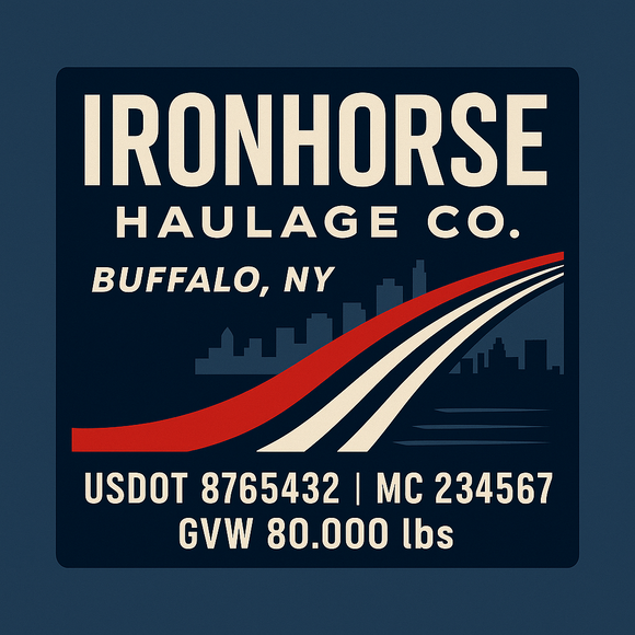 Custom Designed Semi-Truck, Work Truck, Hot Shot, Truck Door Decal Sticker Lettering | Includes Company/Business Name, City, State, USDOT, MC, GVW, CA, KYU Regulation Numbers