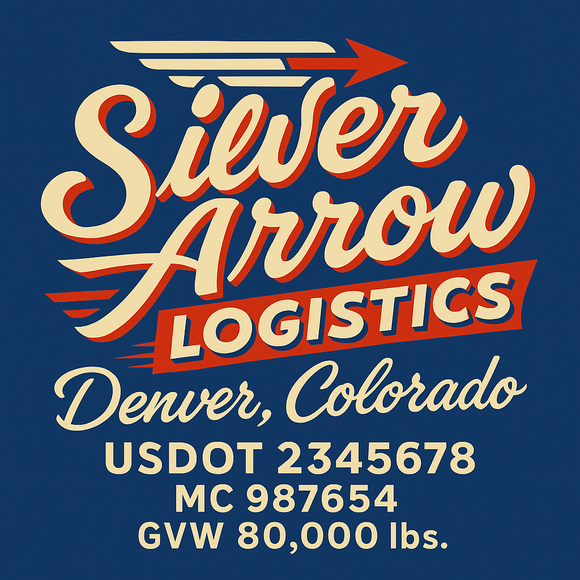 Custom Designed Semi-Truck, Work Truck, Hot Shot, Truck Door Decal Sticker Lettering | Includes Company/Business Name, City, State, USDOT, MC, GVW, CA, KYU Regulation Numbers