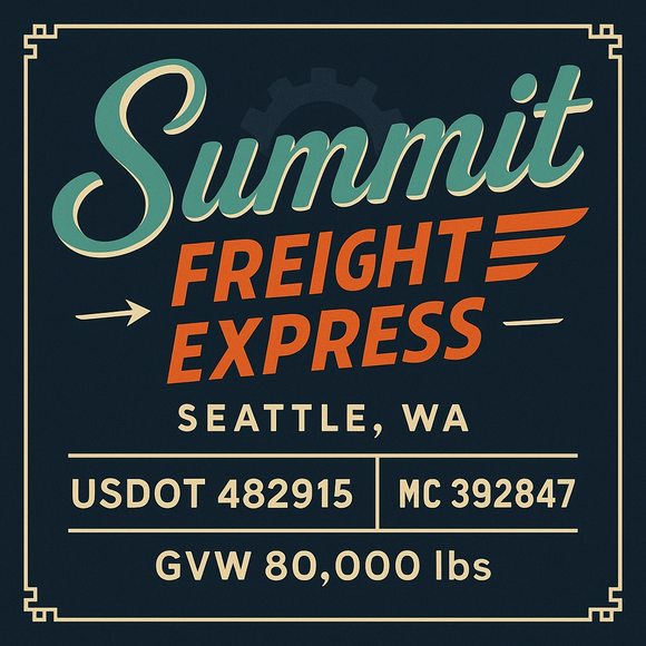 Custom Designed Semi-Truck, Work Truck, Hot Shot, Truck Door Decal Sticker Lettering | Includes Company/Business Name, City, State, USDOT, MC, GVW, CA, KYU Regulation Numbers