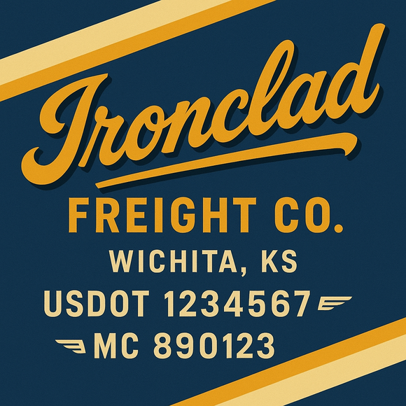 Custom Designed Semi-Truck, Work Truck, Hot Shot, Truck Door Decal Sticker Lettering | Includes Company/Business Name, City, State, USDOT, MC, GVW, CA, KYU Regulation Numbers