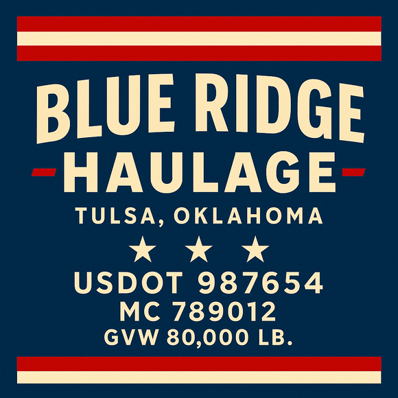 Custom Designed Semi-Truck, Work Truck, Hot Shot, Truck Door Decal Sticker Lettering | Includes Company/Business Name, City, State, USDOT, MC, GVW, CA, KYU Regulation Numbers