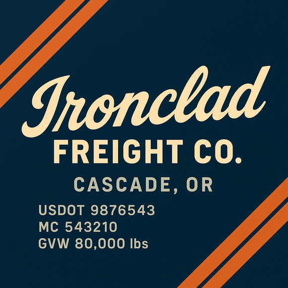 Custom Designed Semi-Truck, Work Truck, Hot Shot, Truck Door Decal Sticker Lettering | Includes Company/Business Name, City, State, USDOT, MC, GVW, CA, KYU Regulation Numbers