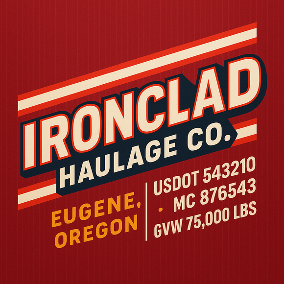 Custom Designed Semi-Truck, Work Truck, Hot Shot, Truck Door Decal Sticker Lettering | Includes Company/Business Name, City, State, USDOT, MC, GVW, CA, KYU Regulation Numbers