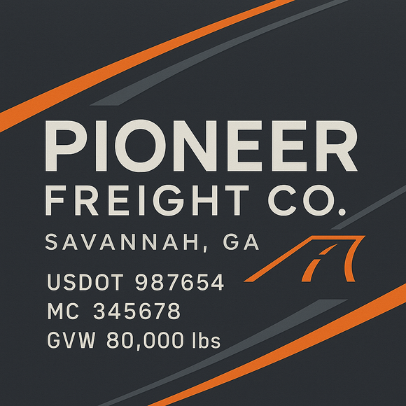 Custom Designed Semi-Truck, Work Truck, Hot Shot, Truck Door Decal Sticker Lettering | Includes Company/Business Name, City, State, USDOT, MC, GVW, CA, KYU Regulation Numbers