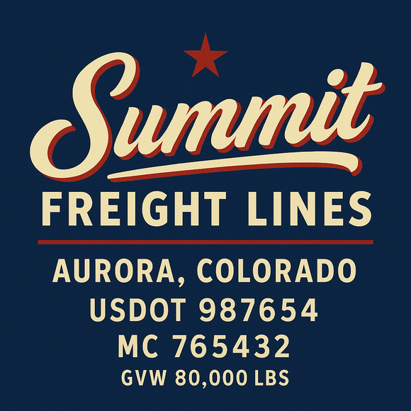 Custom Designed Semi-Truck, Work Truck, Hot Shot, Truck Door Decal Sticker Lettering | Includes Company/Business Name, City, State, USDOT, MC, GVW, CA, KYU Regulation Numbers