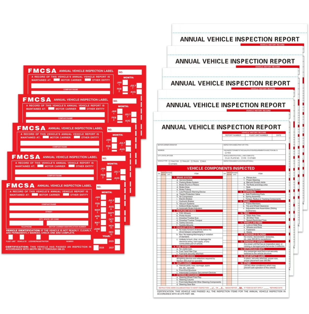 Annual Vehicle Inspection Report & FMCSA Red Annual Vehicle Inspection ...