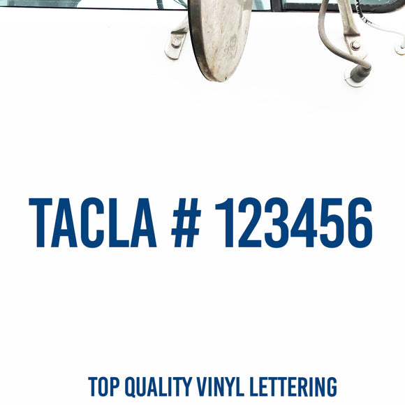 TACLA Number Decal Sticker, (Set of 2)