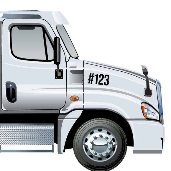 Truck or Vehicle Unit Number Decal Sticker Sign (Set of 2)