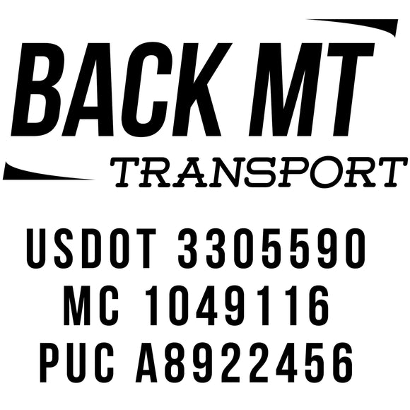 Trucking Company Door Decal with USDOT, MC & PUC Lettering Decals Stickers