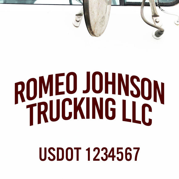 Double Arched Company Name Decal with USDOT Number