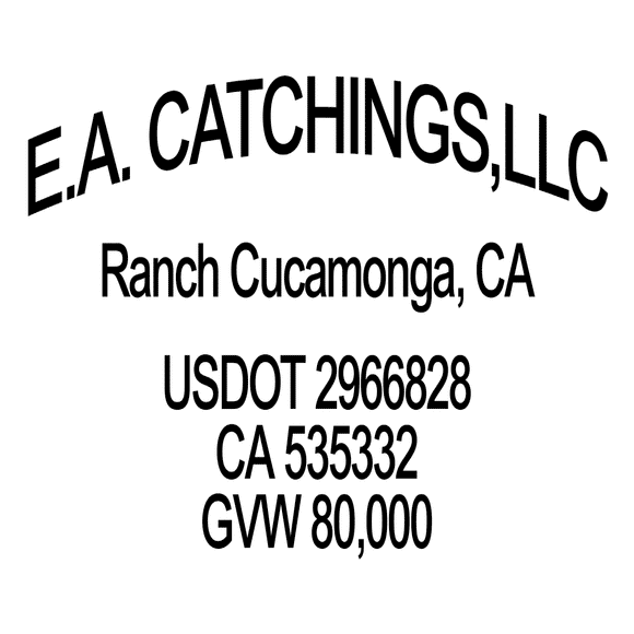 Trucking Company Name with USDOT, CA & GVW Lettering Decals Stickers