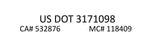 Custom USDOT Truck Door Decal Lettering Number Sticker, 2 Pack