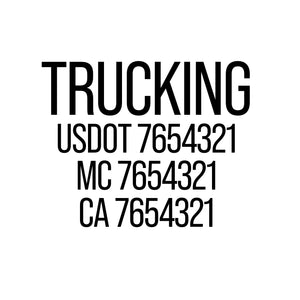 Trucking USDOT, MC & CA Lettering Lettering Decal Sticker