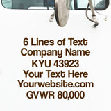6 Lines of text semi truck decal sticker