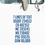 7 Lines of Text semi Truck Decal Sticker 